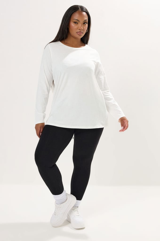 Yours Wit Tshirt Met Lange Mouwen Size 48
