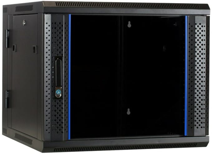 DSIT 9U wandkast (kantelbaar) met glazen deur 600x600x500mm (BxDxH) - serverbehuizing - serverrack - serverkast - 19 inch