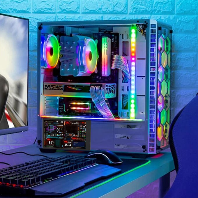 3.5in Computer Temperatuur Monitor Dubbele USB Poort IPS Mini Display CPU Data Monitor met Visueel Thema