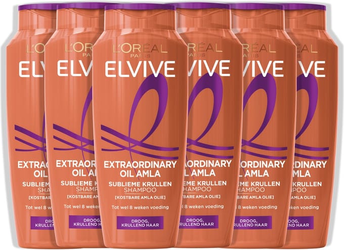 L'Oréal Paris Elvive Extraordinary Oil Amla Shampoo - Voor droog, krullend haar - Met kostbare amla olie - 6x 250ml
