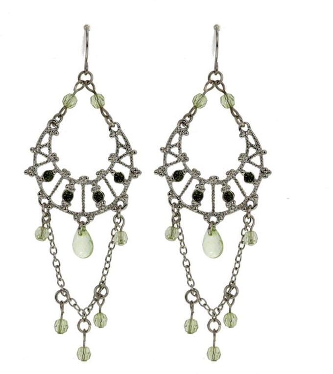 Behave - Oorhangers dames - Boho chic stijl - Zilverkleur met groen