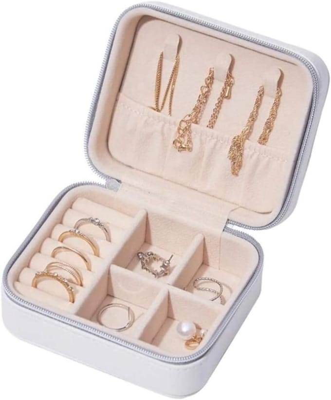 Sieradendoos Reis - Sieraden Opberger - Sieraden Beschermen - Zachte Binnenkant - Compact Formaat - Wit