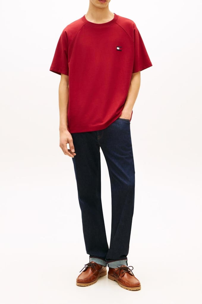 Tommy Hilfiger Tommy Flag Elevated T-shirt Regatta Red Größe: L | Basic T-Shirts Outlet | Herren | Rot
