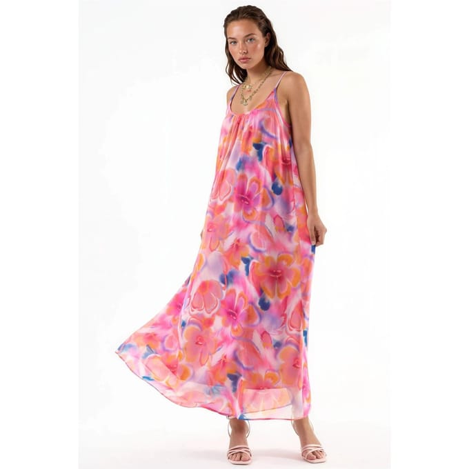 Bloemen U-Kraag Midi Jurk