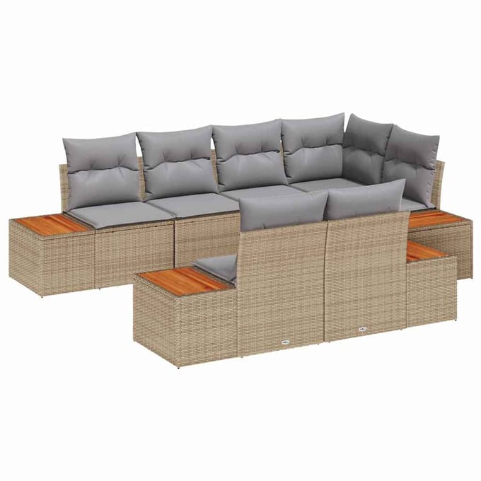 vidaXL Tuin Sofa Set 7 st Beige poly rattan