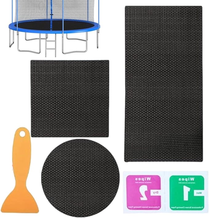 Trampoline Reparatie Set - Scheur Herstel Patch - Trampoline Onderhoud - Zelfklevend Waterdicht - 20 x 10 cm - Zwart