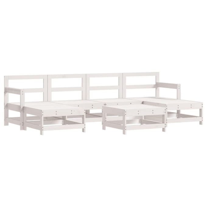 vidaXL - 7-delige - Loungeset - met - kussens - massief - hout - wit