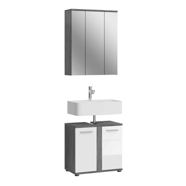 Blake badkamercombinatie wit hoogglans MDF TZ rookzilver NB - 34x64x191cm
