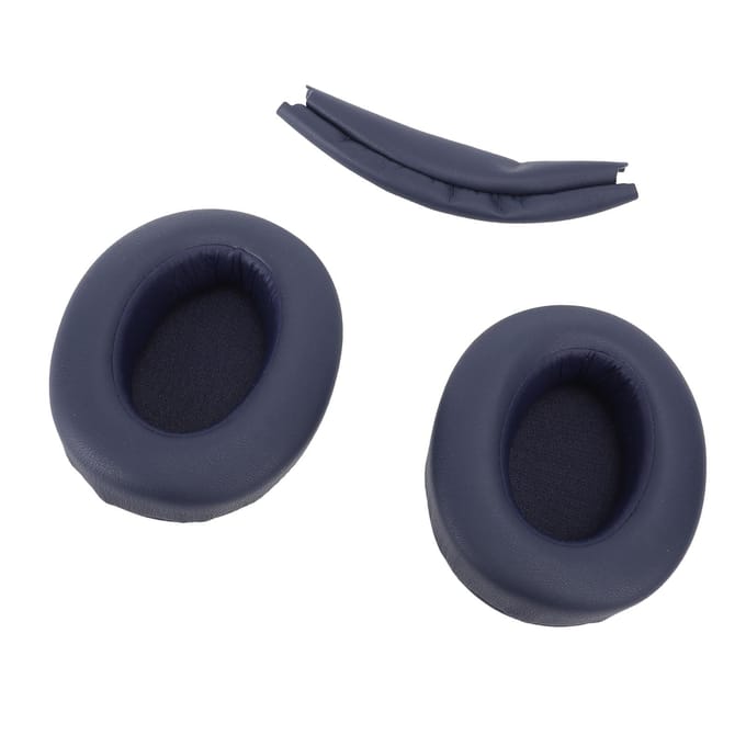 Coussinets d'oreille de remplacement avec housse d'arceau pour casque WH XB910N Cuir protéiné Mousse à mémoire de forme Éponge bleu