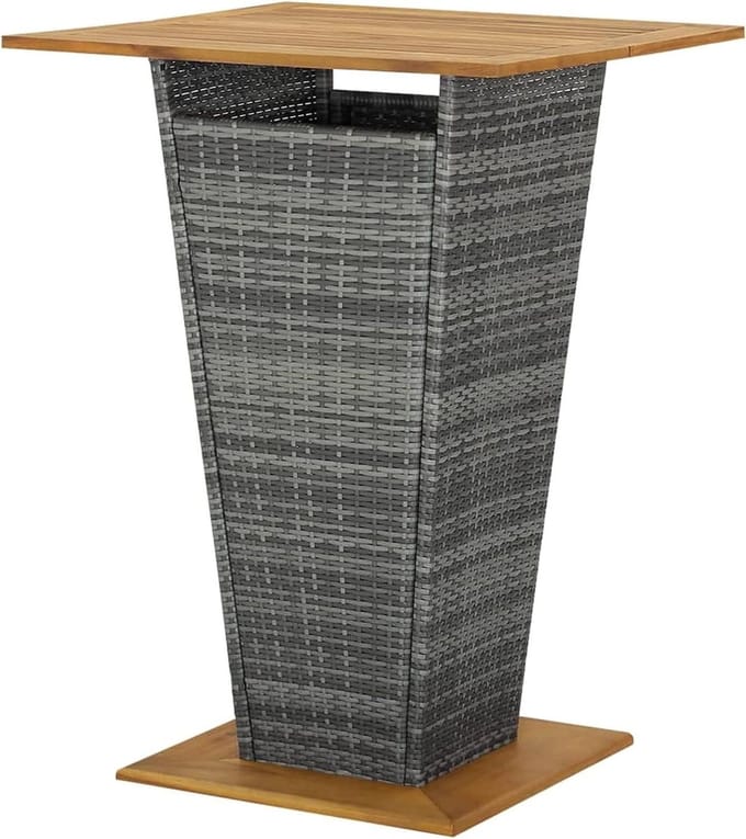 Tuinstatafel - Buitentafel - Buiten genieten - Weerbestendig frame - 80 x 80 x 110 cm - Grijs