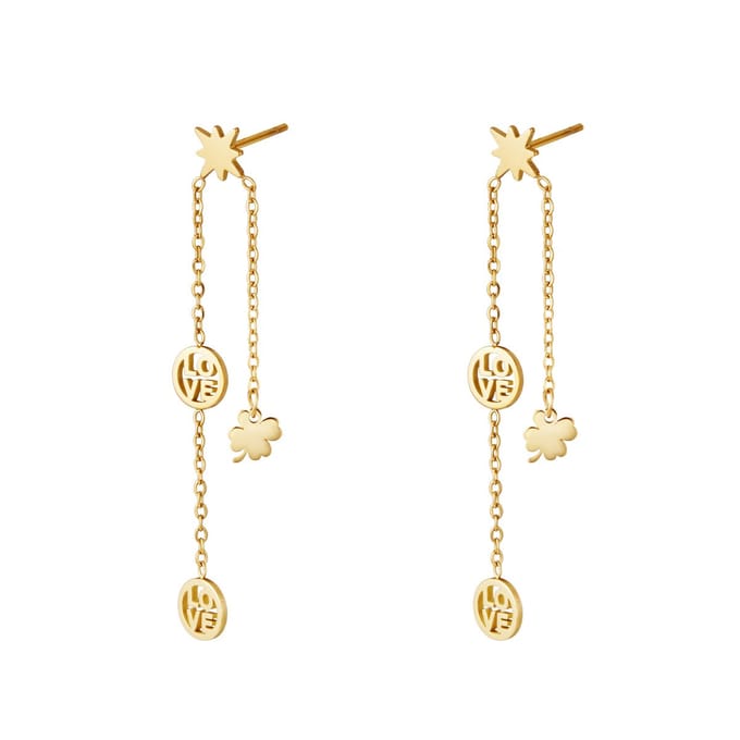 Oorbellen love and luck zilver