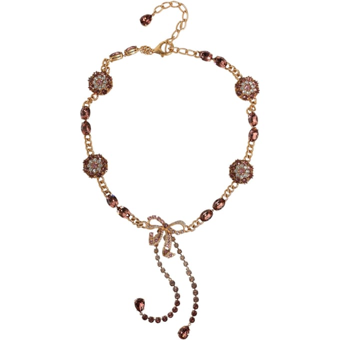 Kristallen Versierde Ketting met Strik Hanger