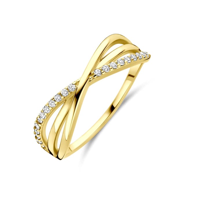 14K geelgouden ring zirkonia - 4035008