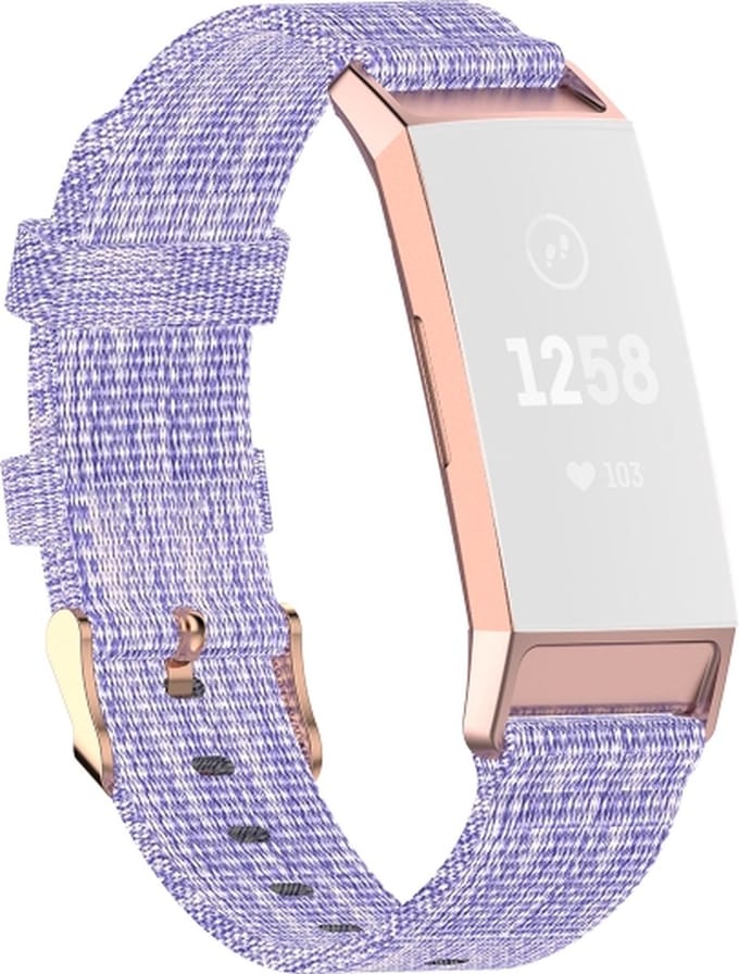 Nylon bandje - geschikt voor Fitbit Charge 3 / Charge 4 - lichtpaars