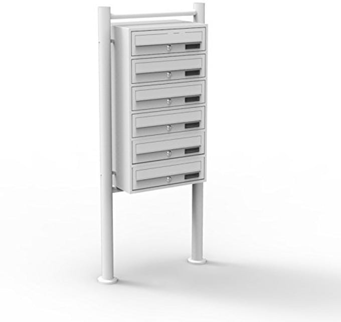 Mailbox Systeem 6 Deuren Wit - Postbus met Slot en Naamplaat