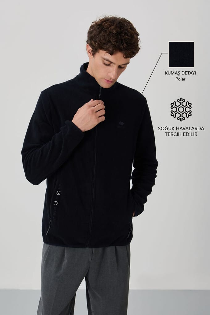 Heren Pluche Zip-voorkant Sweater