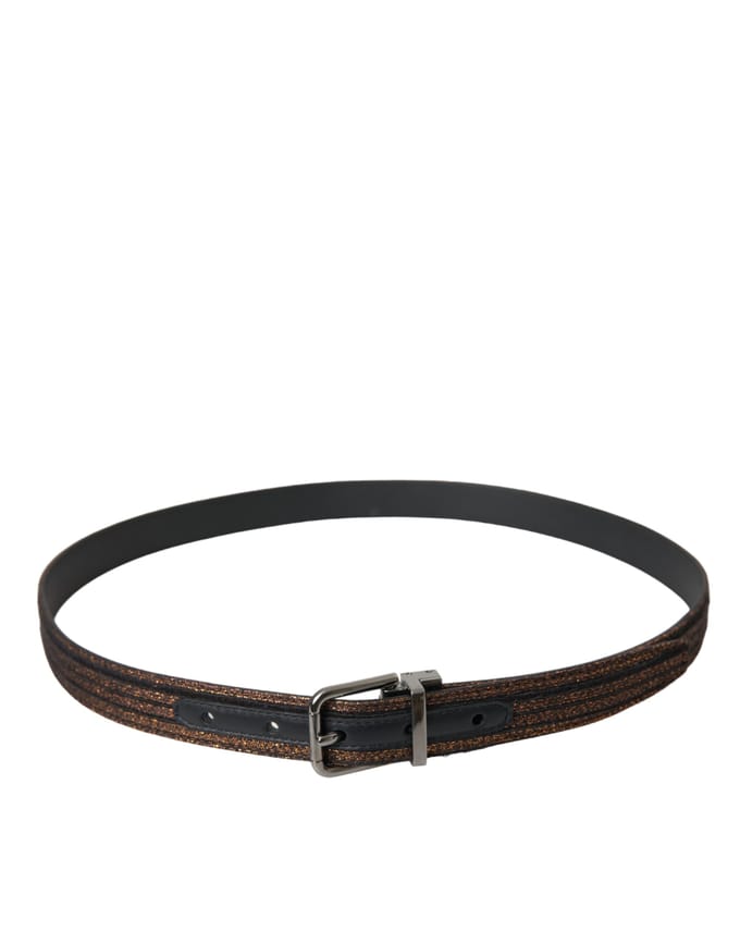 Metaalachtige Leren Riem Bruin