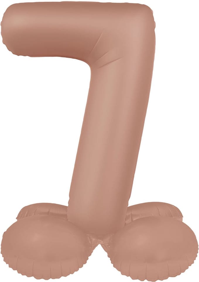 Staande Folieballon Cijfer 7 - Vintage Rose - Ultra Matt - 41 cm