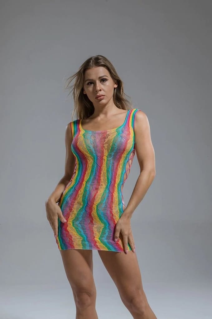 Cindylove - Kanten Jurkje met Ronde Hals - One size - Rainbow
