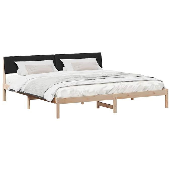 vidaXL - Bedframe - Bruin - en - zwart - 200 - x - 200 - cm - Massief - grenenhout