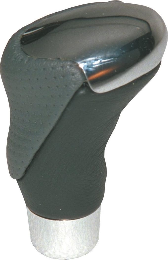 Pookknop chroom/zwart-grijs leder