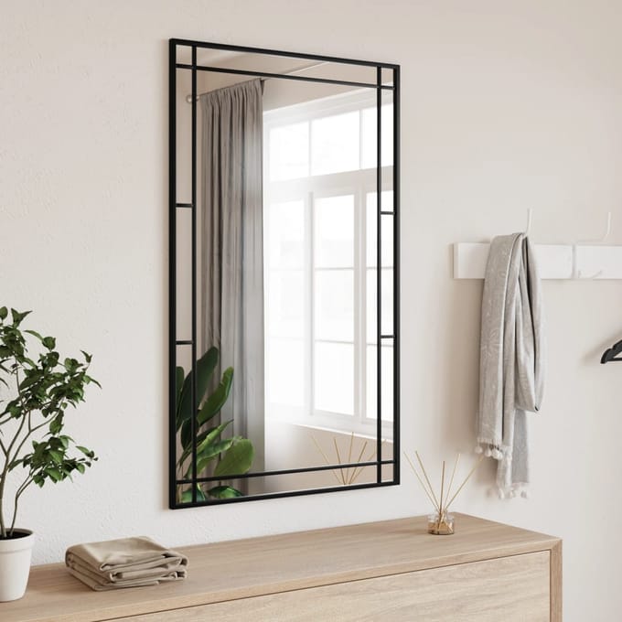 vidaXL - Wandspiegel - rechthoekig - 60x100 - cm - ijzer - zwart