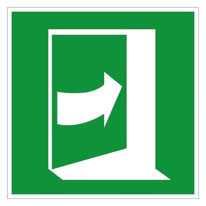 Deur drukken naar rechts sticker - ISO 7010 - E023 200 x 200 mm