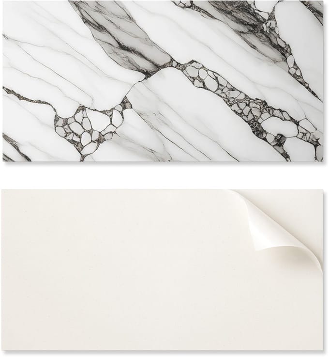 Zelfklevend vinylpaneel met print, 100x50 cm, marmerpatroon met nerven.