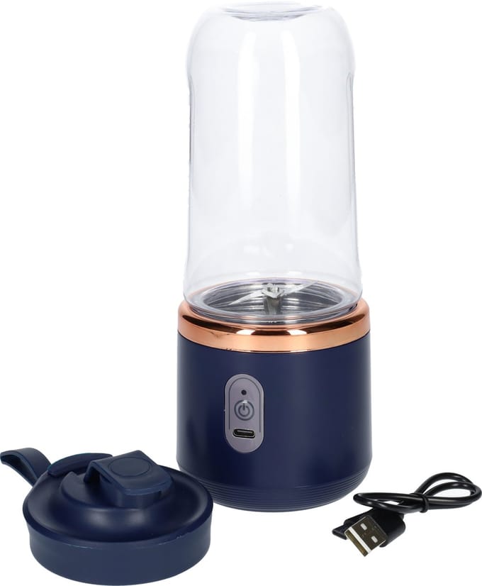 Smoothie Blender - Draagbare Blender - Portable Blender met Handige Drinkbeker - 400ml - USB-C Oplaadbaar - Mini Blender - Midnight Blue