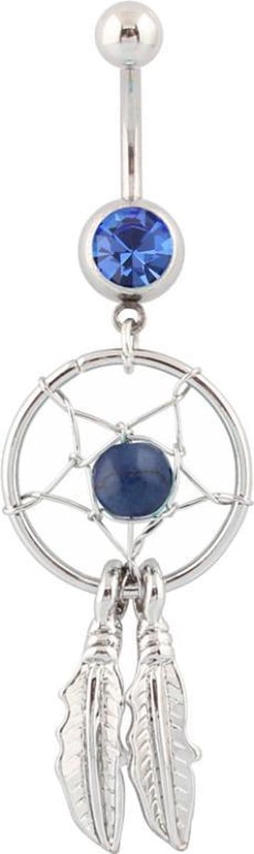 Fako Bijoux® - Navelpiercing - Dreamcatcher - Donkerblauw