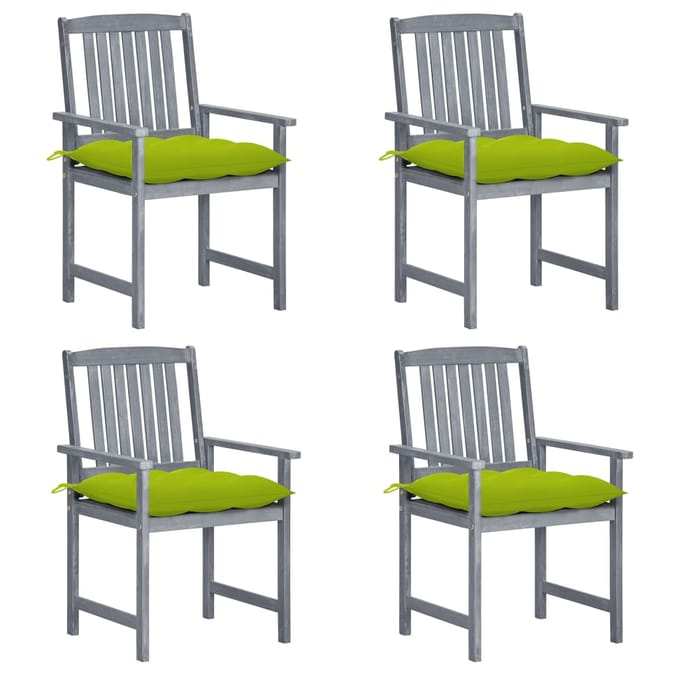 vidaXL - Tuinstoelen - 4 - st - met - kussens - massief - acaciahout - grijs