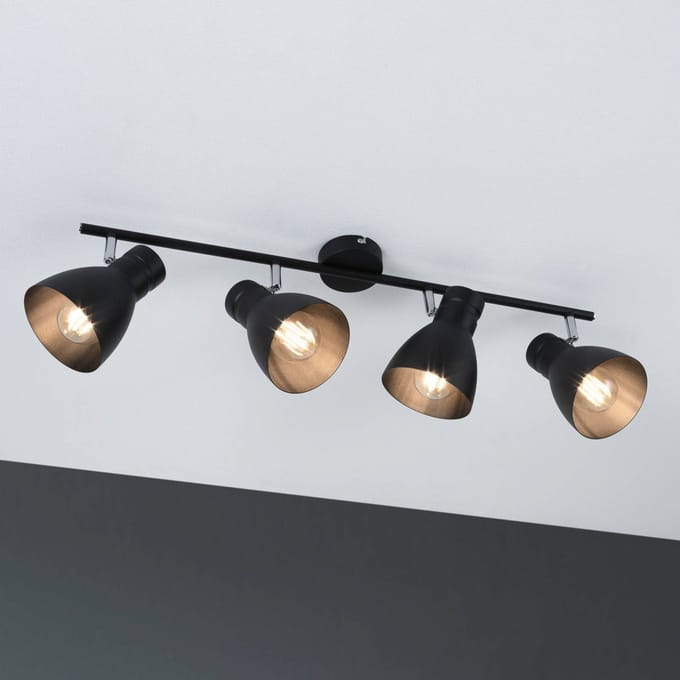 Spotlight Davy E27 230V max. 4x20W dimbaar Zwart