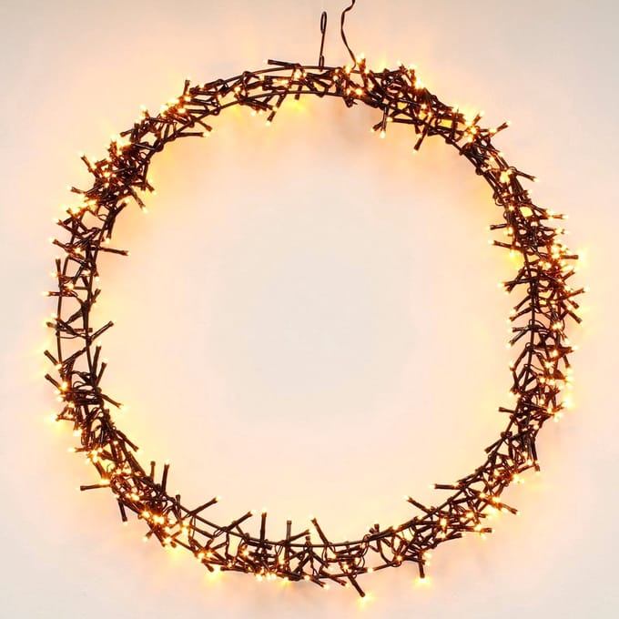 Kerstring - Decoratiering met Verlichting - 400 LED - Ø48 cm -Krans- Warm Wit - 8 Lichtfuncties