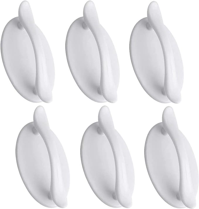 Set van 6 Witte Zelfklevende Deurgrepen - Plastic Handgrepen voor Deuren, Ramen en Kasten