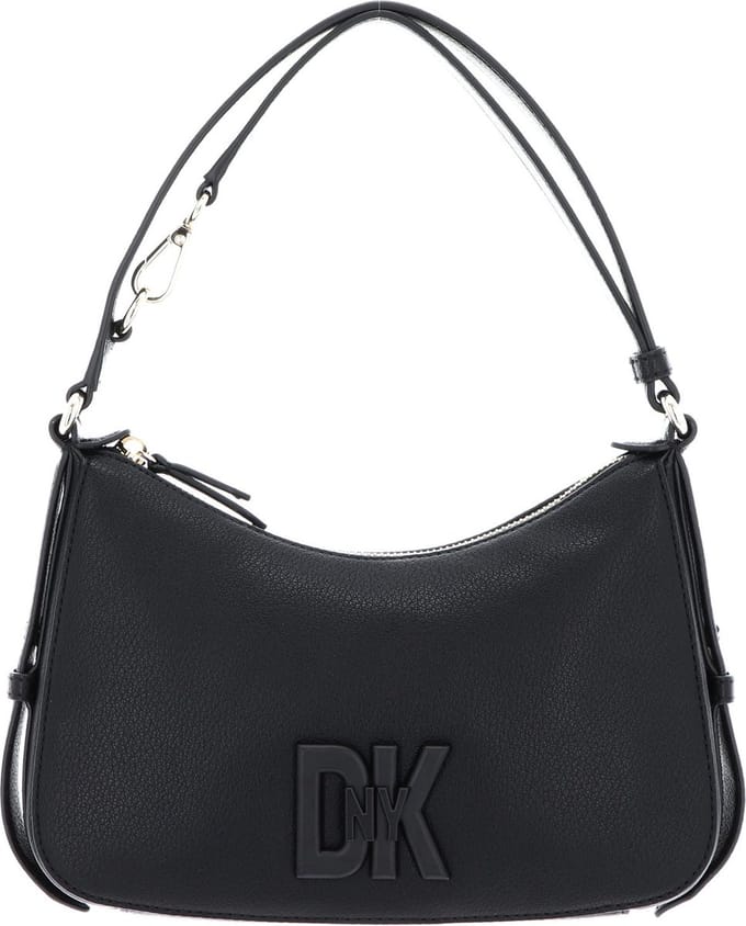 DKNY Leren Schoudertas Milan Shoulderbag Blk / Black Zwart