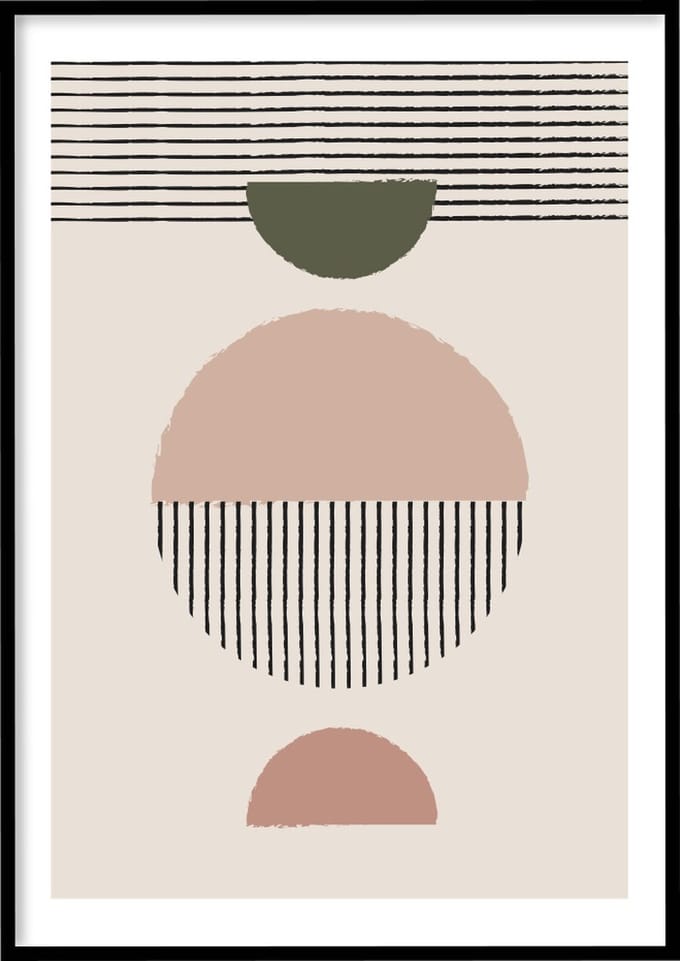 Poster Abstract Black Lines - 30x40 cm - Abstracte poster - Exclusief fotolijst – WALLLL