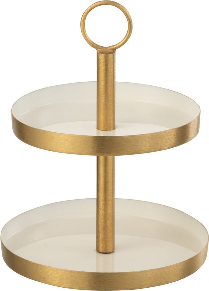 J-Line plateau 2 Niveaus Cake - taartplateau - metaal - wit/goud