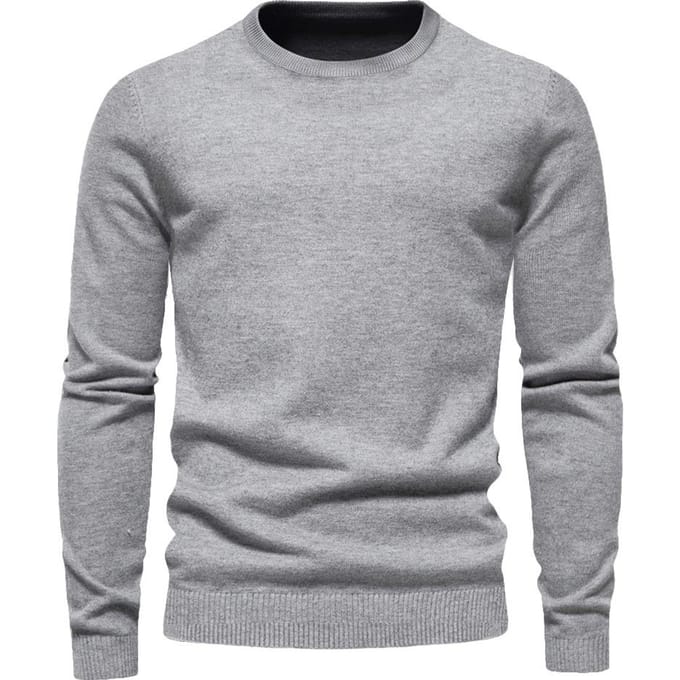 Pull épais pour homme, 10 couleurs, col ras du cou, coupe slim, automne et hiver XL gray