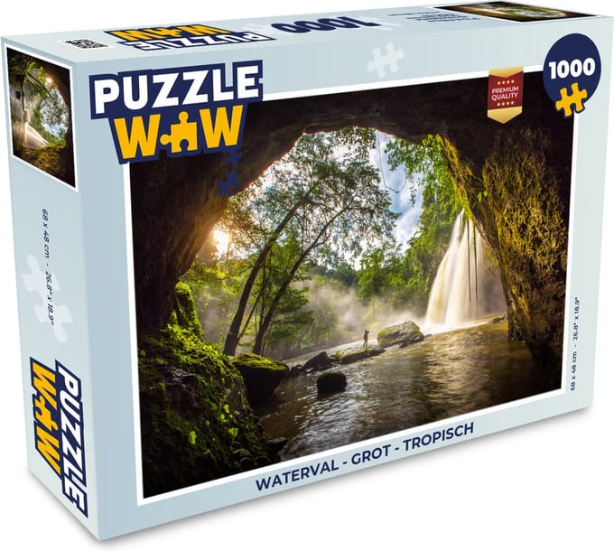 Puzzel Doorkijk Waterval Grot - Bomen - Buiten - Legpuzzel - Puzzel 1000 stukjes volwassenen