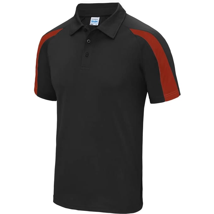 Just Cool - Cool Contrasterend Polo - Jet Black/Fire Red maat M