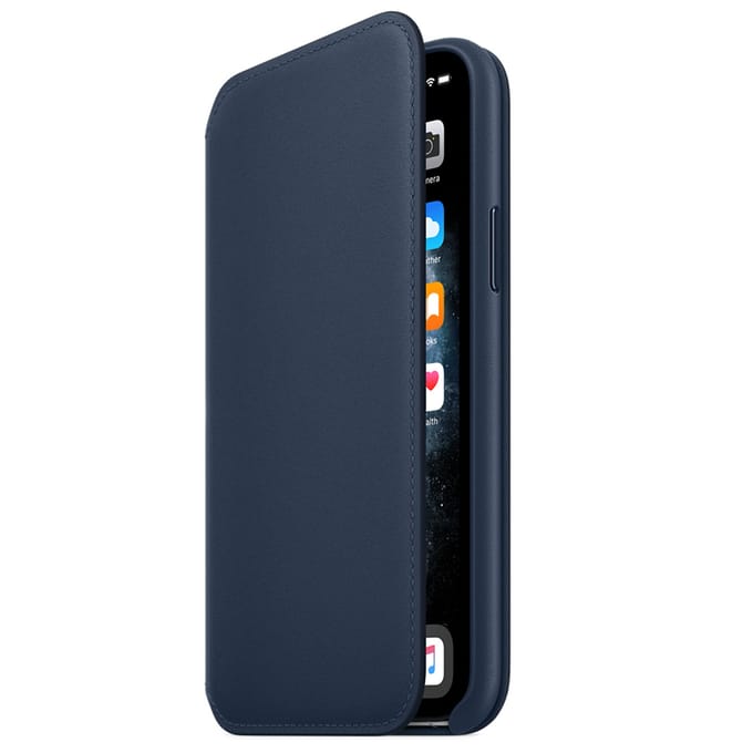 Leather Folio Bookcase voor de Apple iPhone 11 Pro - Deep Sea Blue