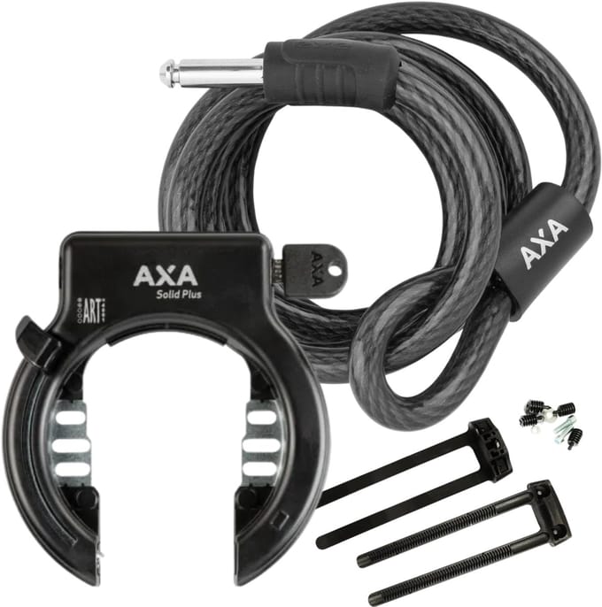 AXA Solid Plus Ringslot ART2 + AXA RLD 180 cm Insteekkabel + Falkx Flex Mount