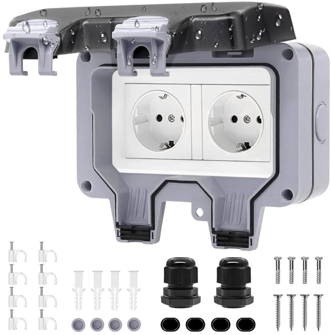 CRLYN® Buitenstopcontact - Buitenstopcontacten Waterdicht - Tuincontactdoos - Zwart