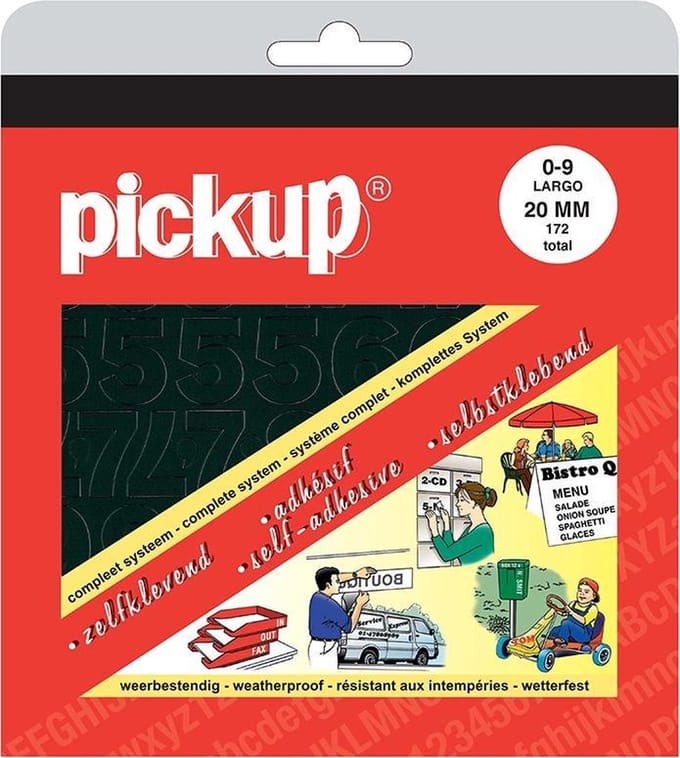 Pickup plakcijfers boekje Largo zwart - 20 mm