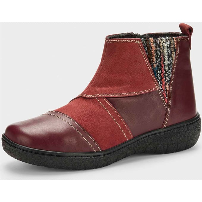 Laarsjes van leer in patchlook - bordeaux - Gr. 40 van Goldner Fashion