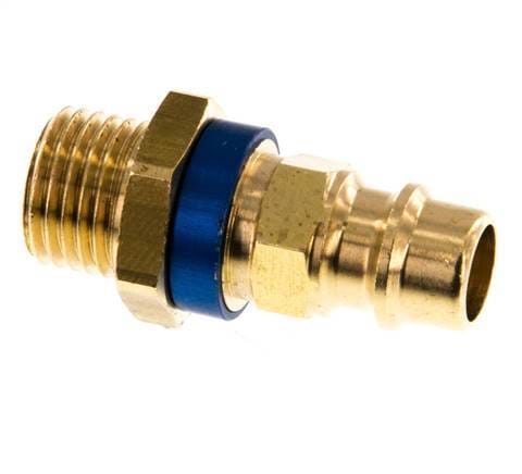 Messing DN 7.2 (Euro) Blauw-Coded Luchtkoppeling Insteeknippel G 1/4 inch Buitendraad - CLP7-M-B-BLU-P-CD-014