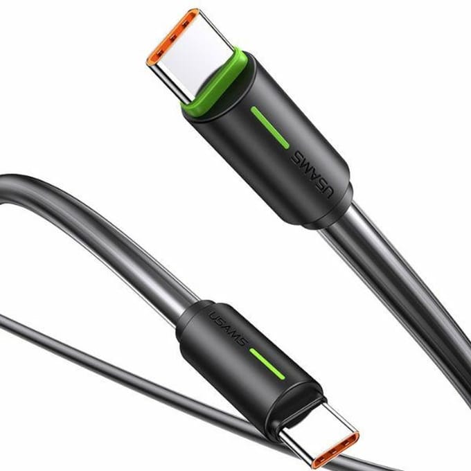 USAMS SJ734 Serie - USB-C naar USB-C Kabel - 1m - 60W - Zwart