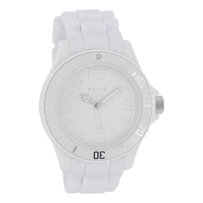 OOZOO Timepieces - Witte horloge met witte rubber band - C4361