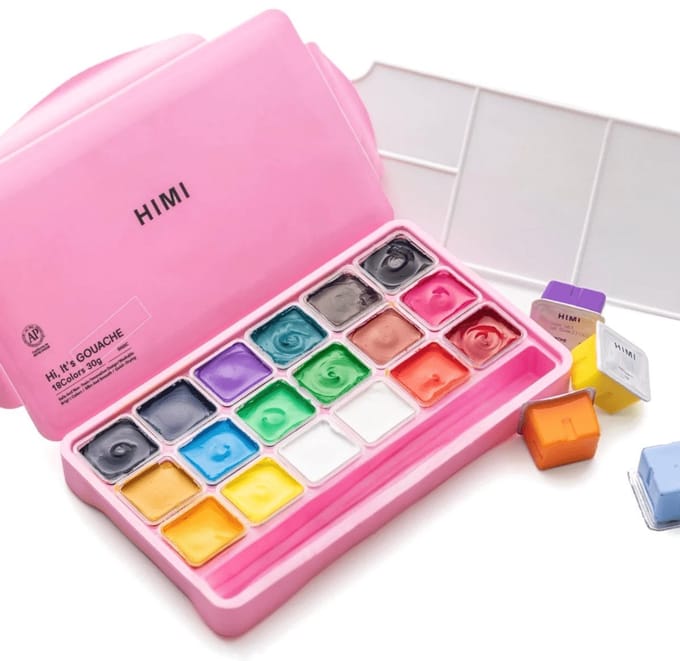 HIMI - Gouache - set van 18 kleuren - 30gr - Roze