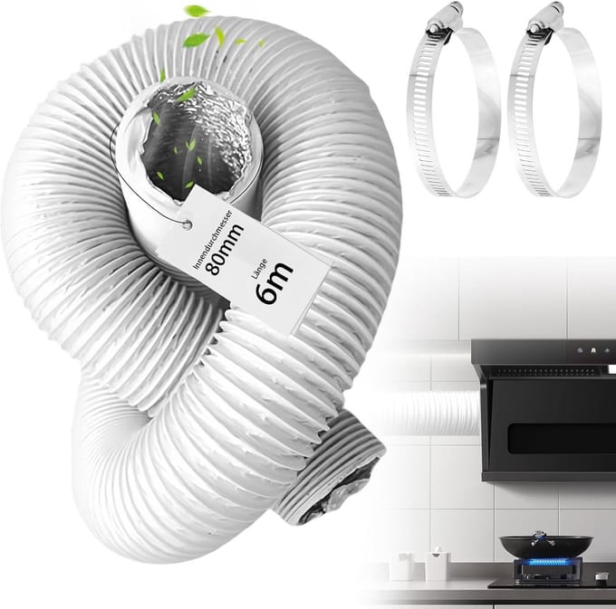 Flexibele Aluminium Afvoerslang 80mm Diameter 6 Meter voor Airco en Droger